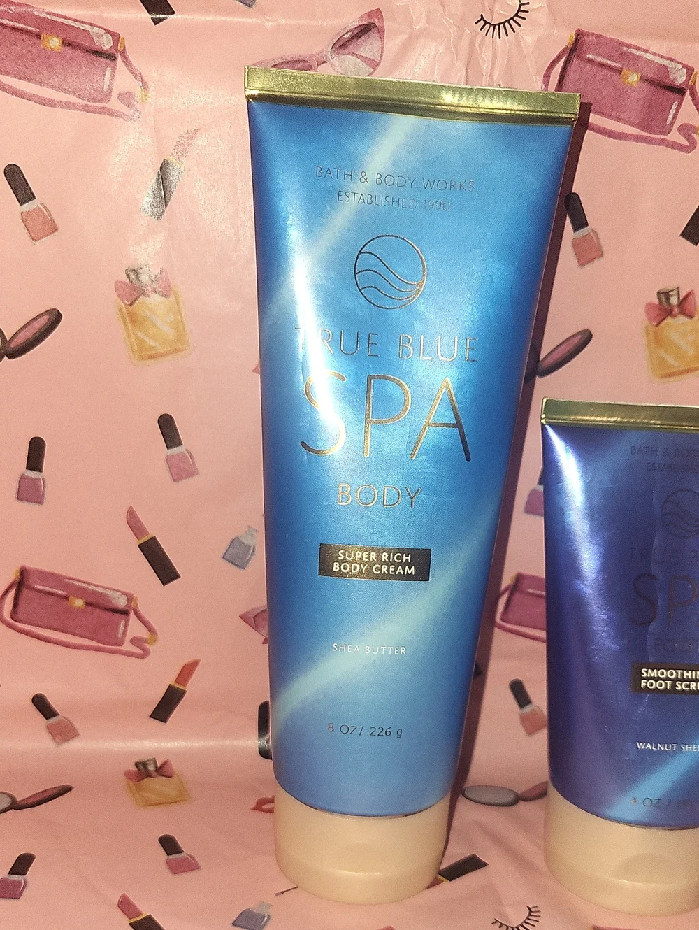 Bath & Body Works 2 Pc. True Blue Spa Set Body Cream & Foot Scrub NEW Full Size